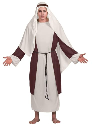 Generico Costume di Pastore San Giuseppe Adulto - Gilet, Cintura, Copricapo e Tunica - Costumi di Natale e Capodanno per Feste in Maschera - Ideale per Uomo Adulto