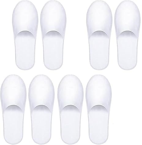 4 Pares de Zapatillas Desechables Blancas para Hotel, Suela de Lino Antideslizante y Parte Superior de Terciopelo Coral, Talla Universal para Invitados y Uso en SPA o casa