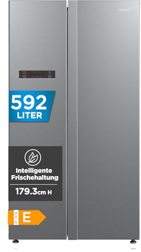 Comfee' Side-by-Side Kühl-Gefrierkombination 592 L | No Frost, Inverter Kompressor, 42 dB, Multi-Air-Flow | Platinum Fresh, Sensor & SuperCool | LED | Titan-Grau, RCS592LS01EU(E)