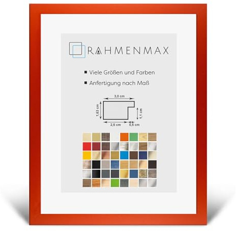 RahmenMax Morena - Cornice portafoto di alta qualità, per poster, 35 x 100 cm, cornice per puzzle, colore arancione, semplice, pannello posteriore bianco e vetro sintetico trasparente