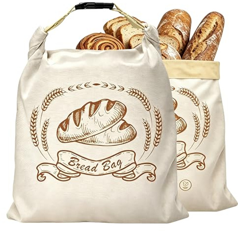 2 Unidades Bolsa De Pan De Cera De Abeja,43 X 33 CM Bolsa Pan Cera De Abeja Con Cremallera,Reutilizables Beeswax Bread Bag,Aptas Para Productos De Panadería