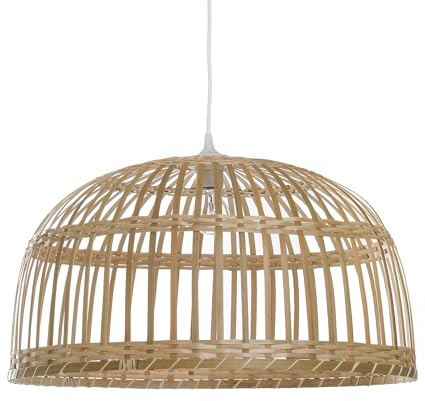 LUSSIOL Luminaria Phuket 60, suspensión bambú, 60 W, natural, Ø 60 x 33 cm