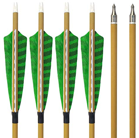 SHARROW 12pcs Carbonpfeile 30 Zoll mit Naturfedern Carbon Pfeile für Bogen Kohlenstoff Pfeil mit Truthahnfeder Spine 500 Bogenpfeile für Compound und Recurvebogen(12)