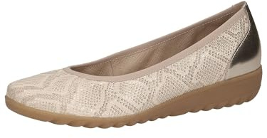 Caprice Ballerines Femme en Cuir à Talon compensé, Or (Lt.Gold Comb), 40 EU