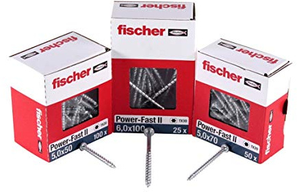 Fischer Power-Fast II 670060 Chipboard Screws 3.0 x 30 mm Pan Head with Inner Star TX Full Thread Galvanised Blue Passivated Pack of 200