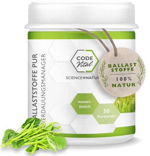 CODE VITAL® Ballaststoffe Pur Verdauungsmanager I Made in Austria | 100% Natur | Unterstützung bei Durchfall & Verstopfung I Täglich für die Verdauung I Geschmacksneutral | 50 Portionen