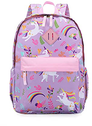 KK CRAFTS Preschool Backpack Kindergarten Little Kids Toddler Elementary School Backpacks for Boys and Girls with Chest Strap(15Inch, Purple Unicorn)