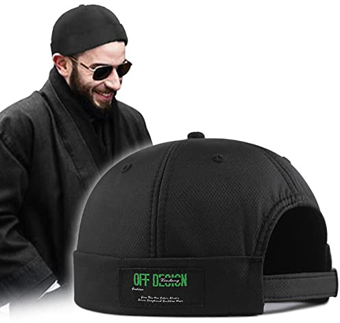 Herrhattar dockarkeps hattar skallemössa mössa arbetare sjöman keps kantlös keps rullad manschett retro mode brättlös hatt med justerbar