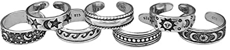 POYAMUSE Anelli per dita dei piedi con sole, luna e stelle, set di anelli bohémien per nocche – Anelli per dita dei piedi nudi da donna gioielli da spiaggia, Metallo, metallo.