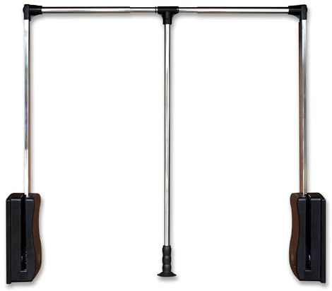 STORKING Pull Down Closet Rod 35-48, Adjustable Side Mounted Closet for Kitchen Bedroom High Cabinets, Chrome, Two-Way Buffering Side, Heavy Duty Load Capacity