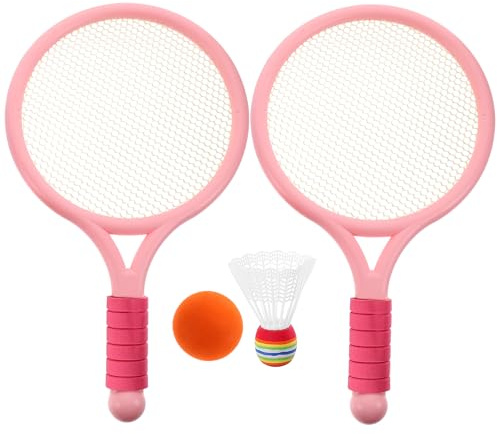 Toddmomy Kids Tennis Racket Toy Set Lightweight Plastic Racquet with Sponge Grip Outdoor Fitness Equipment for Children S Sports and Play Activities