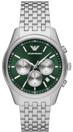 Emporio Armani Montre Pour Hommes, Mouvement chronographe à Quartz et boîtier de 41mm Avec Bracelet en Acier inoxydable ou en Cuir