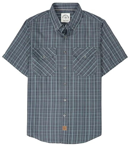 Dubinik® Camicia bambù Camicia Uomo Maniche Corte Regular Fit Casual Quadri Taschino Traspirante Camicia Maniche Corte Uomo