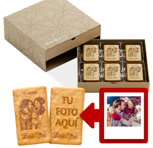 TostaRica - 60 Galletas Personalizadas con Foto y Dedicatoria - Regalo Original - Estuche V de Vida