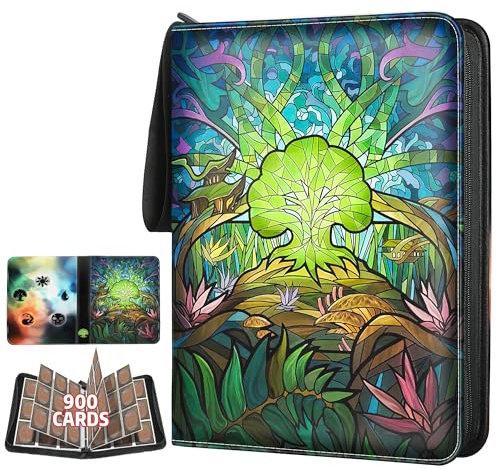 TCGUARD Album de cartes à collectionner pour MTG, pour 900 cartes, reliure MTG pour cartes standard, album de collection pour cartes YGO/PTCG pour enfants (9 compartiments, vert)