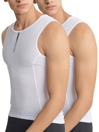 ARESFUEL Summer Cycling Vest Mens Cool Mesh Base Layer Sleeveless Lightweight Breathable Cycling Jersey Bike Vest 4033 White 2PCS XXL