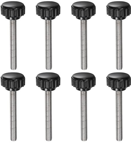 QUARKZMAN 8 Stück Rändelschraube mit Gewinde M5 x 40mm x 18mm Rundkopfschraube Edelstahl 304 Rundgriffbolzen Klemmknöpfe 18mm Handknöpfe Daumenschrauben Spannschraube für Industrie Maschine