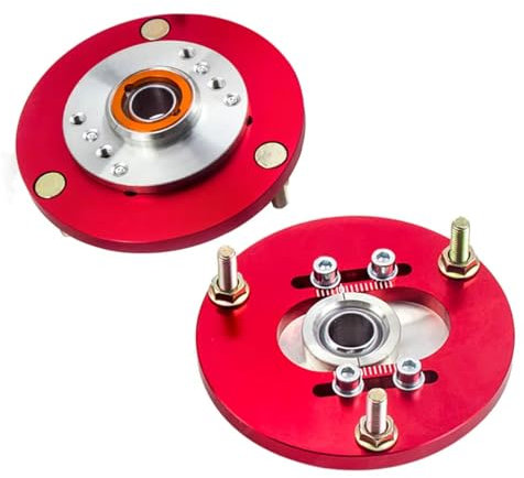 Suspensión De Muelle Compatible con para 318i 318is 318ic 323i 323ic 323is 325i 325is 325ic 328i 328is 328ic M3 Par Delantero Coilover Pillow Ball Camber Plates Montaje Superior(Red)