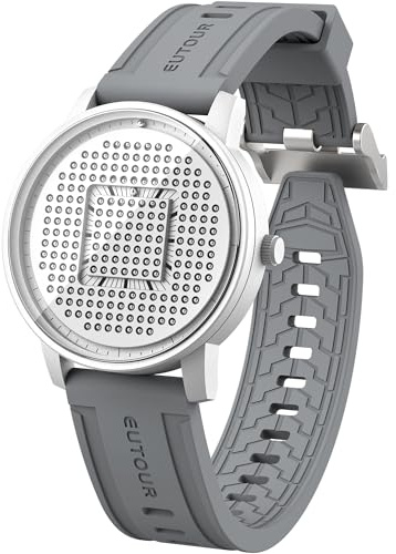 EUTOUR Magnetic Wrist Watch for Men Creative Magnet Balls Tracking Dial with Japanese Movement 40MM 3ATM and Silicone Band Unique Analog Quartz Watch Gift Idea for Men Silver