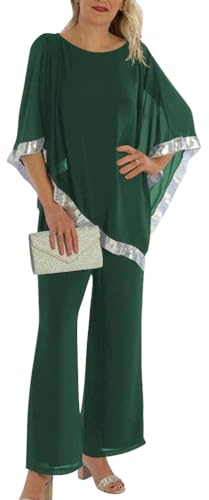 shownicer Completo Donna Elegante Tailleur 2 Pezzi Set Completi di Pantaloni da Cerimonia Due Pezzi Set Taglia Grande Abbigliamento per Business e Matrimoni A Verde XL