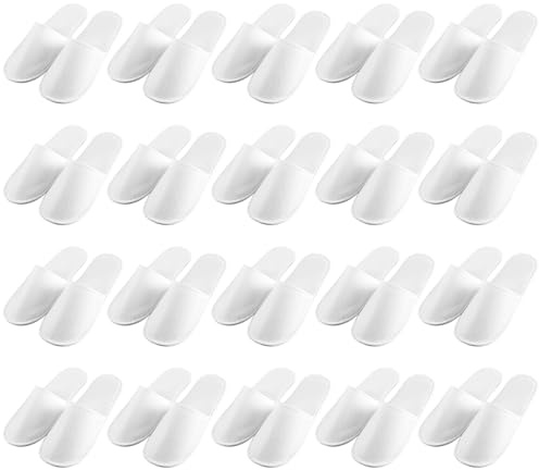 20 par gästtofflor, hotelltofflor, vit frotté, set, spa, tofflor, gästertofflor, universalstorlek 28 x 11 cm, bärbara badtofflor för resor, salong, hus
