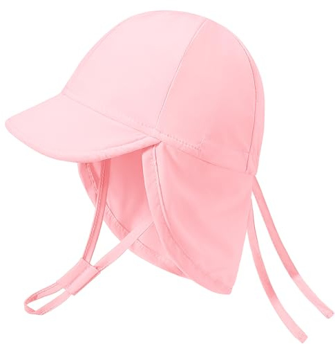 heekpek Cappello da Sole per Neonato Estivo Cappellino Mare Bambino Anti UV Regolabile Protezione del Sole Cappello Bambina Cappellini UPF 50+, Rosa, 0-6 Mesi