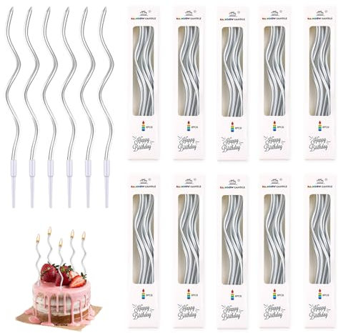 60 Pezzi Candele Compleanno Spirale, candeline lunghe compleanno, Candele Torta per Matrimonio, Compleanni e Celebrazioni, Perfette per Cupcakes e Decorazioni, Atmosfera Romantica