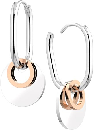 THIORA 'Pure Oasis Duo' Creolen Bicolor | Silber & Roségold | Premium Edelstahl Hoops | Moderne Eleganz, Geschenk mit Herz