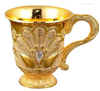 OUUOYSD Copa de latón, cáliz, 1 Copa de Vino Blanco Dorada, de Acero Inoxidable, con decoración de latón, Plateada y de latón.