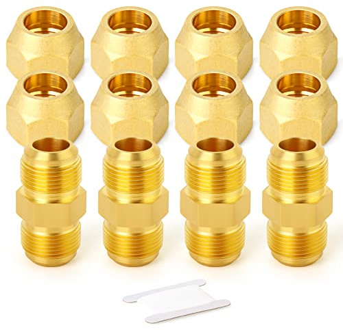 GASHER 4Packs Metals Brass Tube Fitting, Half-Union with Flare Nut, 1/4 x 1/4 Flare Male Pipe Fittings