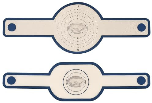 2PCS Tapete Silicona Horno, ovaladas y redondas, con asas, resistentes al calor, sin BPA, con espátula y pincel para hornear, antiadherente, reutilizables