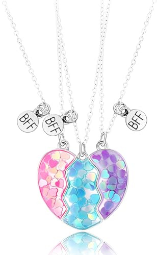 THQAE Collana Amicizia per 3, Collana Dell'Amicizia, Collana Best Friends, Collane BFF, Collana dell'amicizia Best Friends for Girls Regali di compleanno Regali a catena con ciondolo