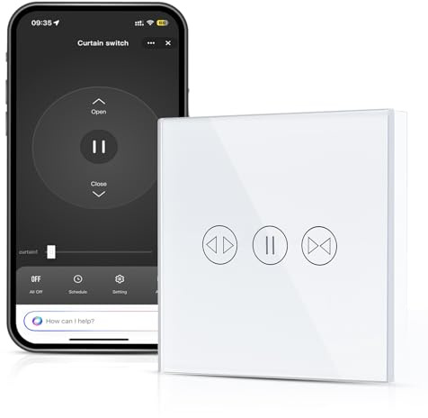 Interruttore per Tapparelle WiFi,Interruttore Smart Touch per Tende, Controllo domotico per tapparelle,Controllabile tramite smartphone con Alexa e Tuya Home,100-240V, 2,4 GHz,Richiede il filo neutro