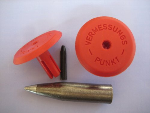 Vermessungspunkt rot mit Vermarkungsrohr 10 cm - Geocaching - 1 Stück 1/2