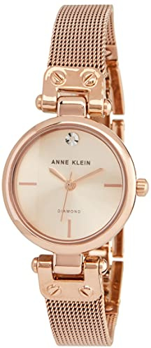 Anne KLEIN Damenuhr roségold mit echtem Diamant und Milanaise-Armband