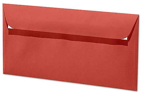 ARTOZ 50x Briefumschläge DIN Lang Rot 100 g/m² selbstklebend - DL 224x114 mm - Kuvert ohne Fenster - Umschläge mit Haftklebung Abziehstreifen