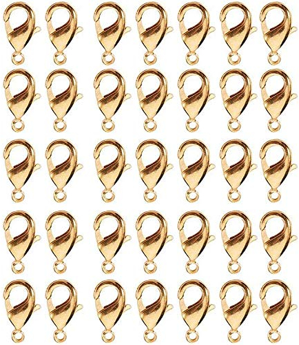 Cierres de Langosta,100 Piezas de Aleación Cierres de Pinza de Langosta para Hacer Joyas Artesanales DIY Collar Pulsera Resultados(Dorado 10 mm）