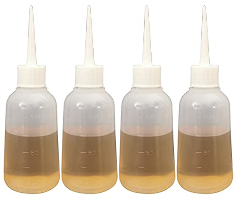N - A Frasco gotero líquido, 4 Piezas 100 ml Botellas de condimento de llenado de plástico vacías y exprimibles para lubricar Aceite de Motor Loción Pegamento, Transparente