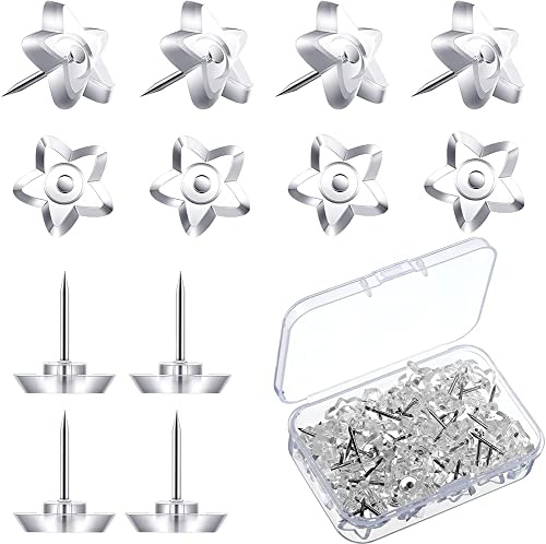 JIHUOO 100 Pcs Star Shaped Push Pins Clear Plastic Thumb Tacks Transparent Pushpins Drawing Pins Thumbtacks for Cork Board Clear