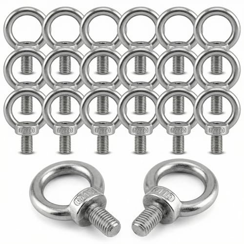QWORK® 20 st M10 lyftring, M10 bultar med hangänga, för sjömansbultar och lyftutrustning (200 kg)