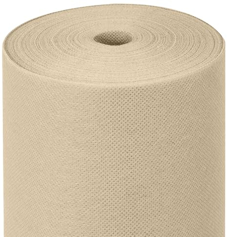 MAXI PRODUCTS - Camino de Mesa TNT Precortado a 30 cm - 0,4 x 12 m - Crema - Tejido no Tejido Spunbond (TNT) - Desechable con Efecto Tela - Resistente a Líquidos - Catering - IMPERMEABLE