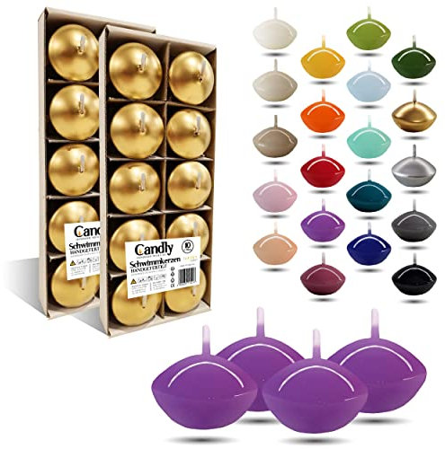 CANDLY HANDMADE© 10x Bougies flottantes Premium Ø 45 mm | Anniversaire & Jour du Nom, Réception de Mariage, Saint Valentin, Pâques, Noël, Décoration de maison élégante, Candles (Erika)