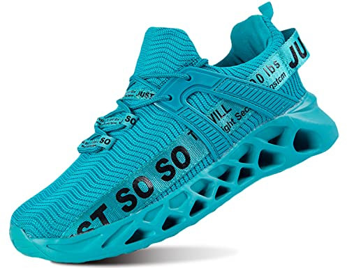 QDCFY Laufschuhe Herren Atmungsaktiv Leichtgewicht Luftpolster Sportschuhe Turnschuhe Straßenlaufschuhe Sneaker Blau 40EU
