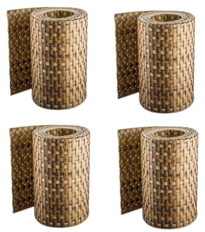 Sellon24 Strisce Schermo per la Privacy in Rattan, Effetto Rattan, per Recinzione, Effetto Intrecciato, 255 x 19 cm (RD08_Paglia_4 Pezzi)