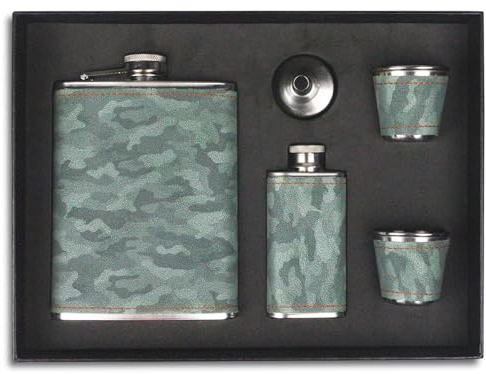 Flachmann edelstahl 260MLTragbare Weinflasche im Taschenformat, Geeignet für Bar-Party-Camping-Grill grün