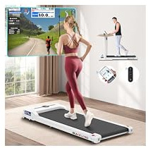 BLACK LORD löpband för underbord 1–9 km/h, bärbart 2-i-1-gångband, elektrisk treadmill med 2,2 hk och motor, litet minilöpband med gångdyna, vit