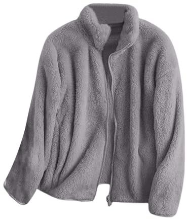 Oyuchga veste en peluche chaude pour femme - Fermeture éclair - Manteau en peluche - Polaire décontractée - Col montant - Manches longues - Veste polaire courte - Manteau d'hiver douillet