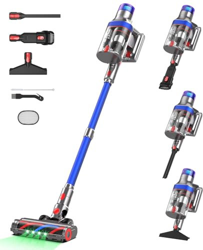 S18 Aspiradora sin Cable, Aspiradora Escoba sin Cable Potente, Separación de Polvo de 2L con Doble Taza Mejorada, 75 Minutos de Larga Duración, Aspirador Vertical, Adecuada para Pisos/Alfombras/Pelo