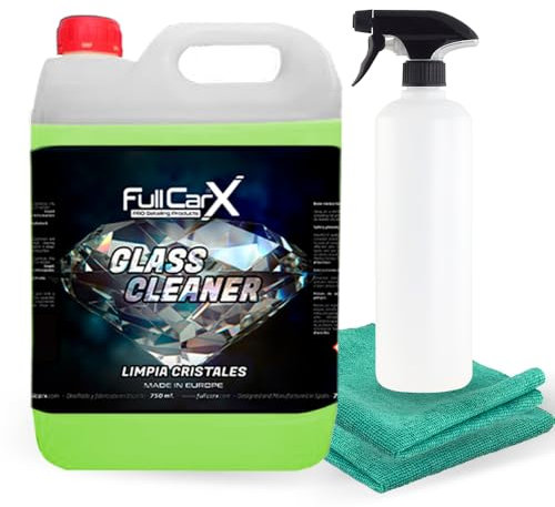 FULLCARX Glass Cleaner 5 Litres Nettoyant Vitre Voiture, Haut Pouvoir Dégraissant, Séchage Rapide, Brillance Longue Durée, Lave Pare-Brise Miroirs Rétroviseur Produit Nettoyage Detailing Professionnel