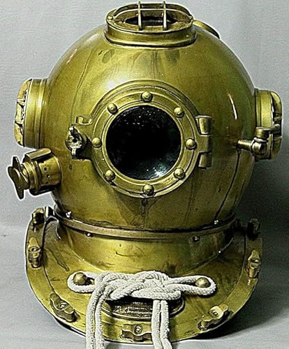 Handgefertigter Antik US Navy Mark V Boston Taucherhelm Stahl & Messing Antik Scuba Sea Replik Us Messing Vintage Tiefsee Solid Marine Helm für Büro & Zuhause Dekor